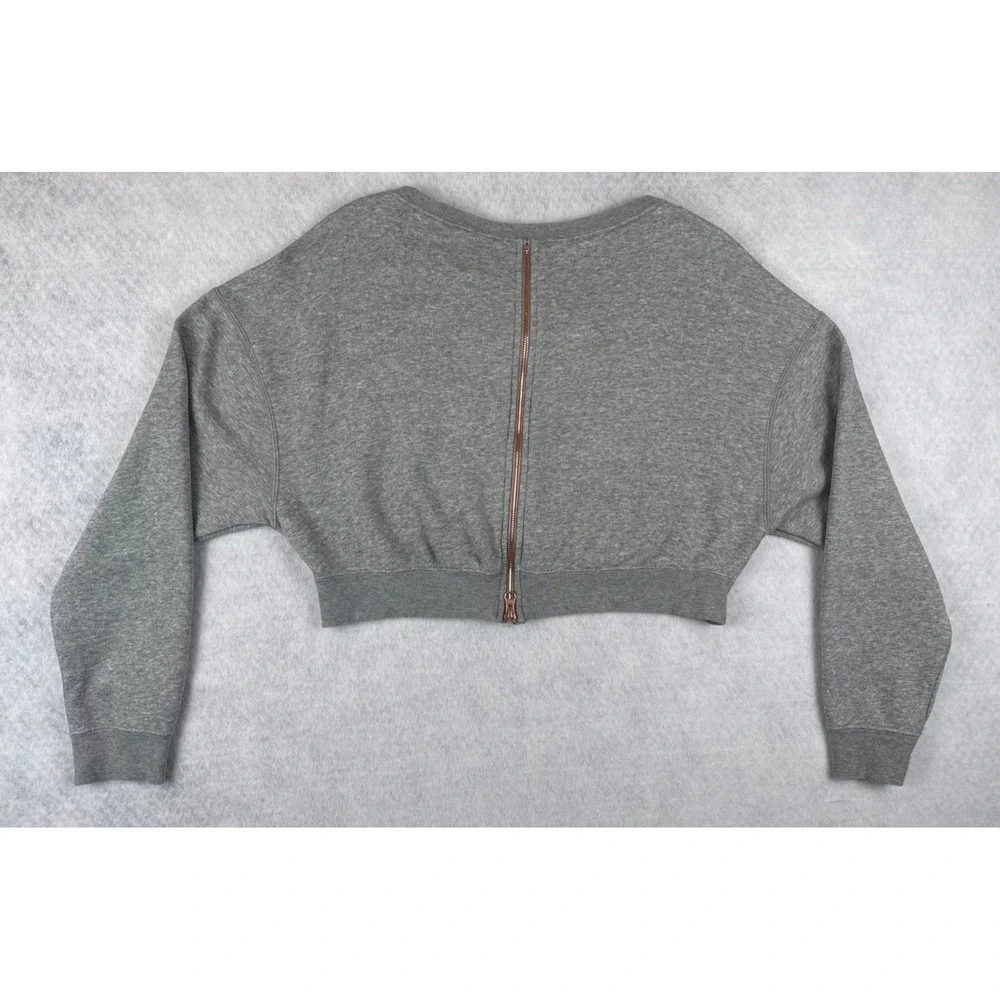 Nike Air Women's Cropped Sweatshirt XS Gray Rose Gold‎ Logo Crewneck Pullover